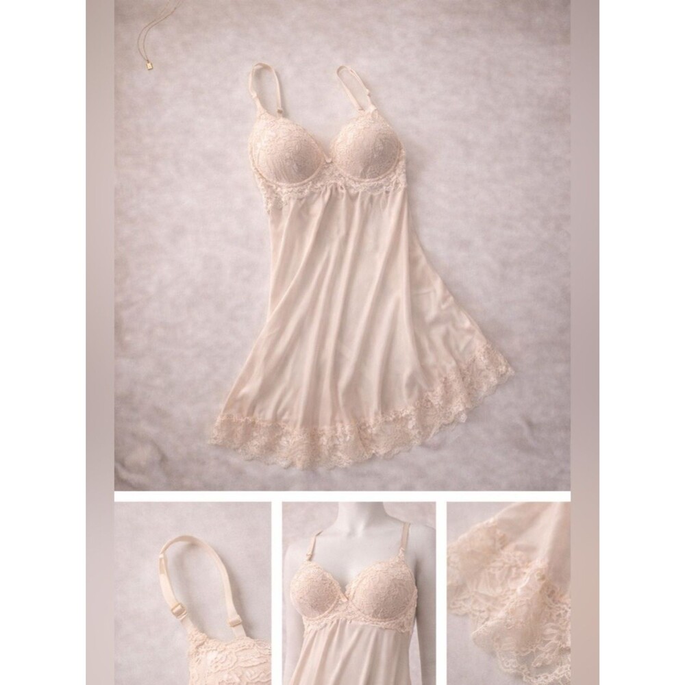 Envy Lace Trim Chemise in Soft Cream night gown